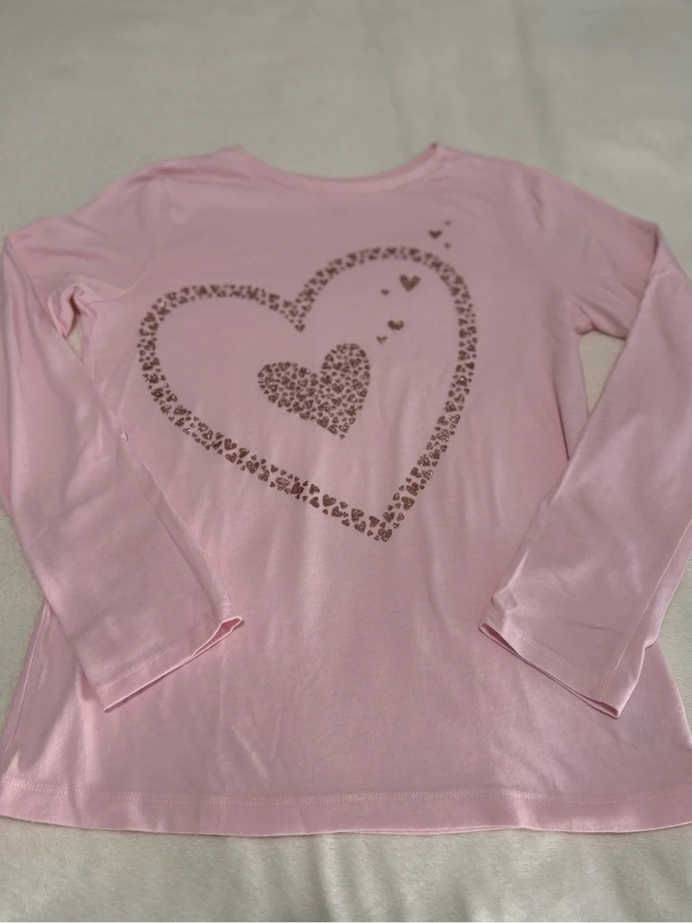 Carter's Light Pink Long Sleeve Top with Metallic Heart Design
